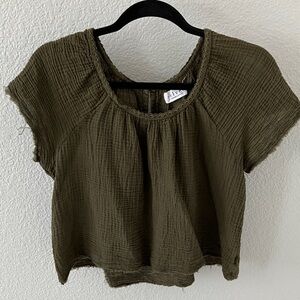 Velvet by Graham & Spencer green gauze blouse size S